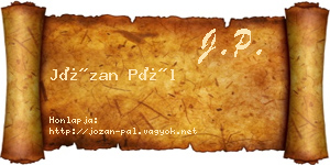 Józan Pál névjegykártya